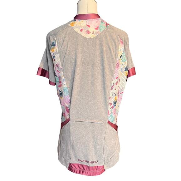 Louis Garneau ART FACTORY Cycling JERSEY Women’s. Gray Mauve and Flowers Size XL - Picture 2 of 7